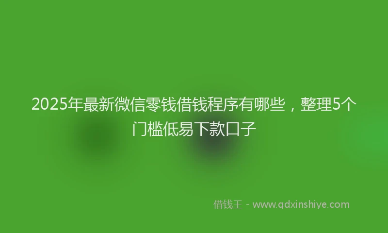 2025年最新微信零钱借钱程序有哪些，整理5个门槛低易下款口子