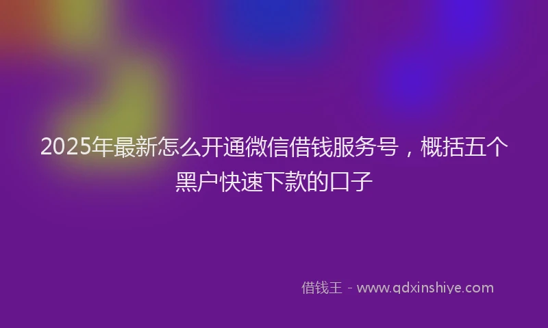 2025年最新怎么开通微信借钱服务号，概括五个黑户快速下款的口子