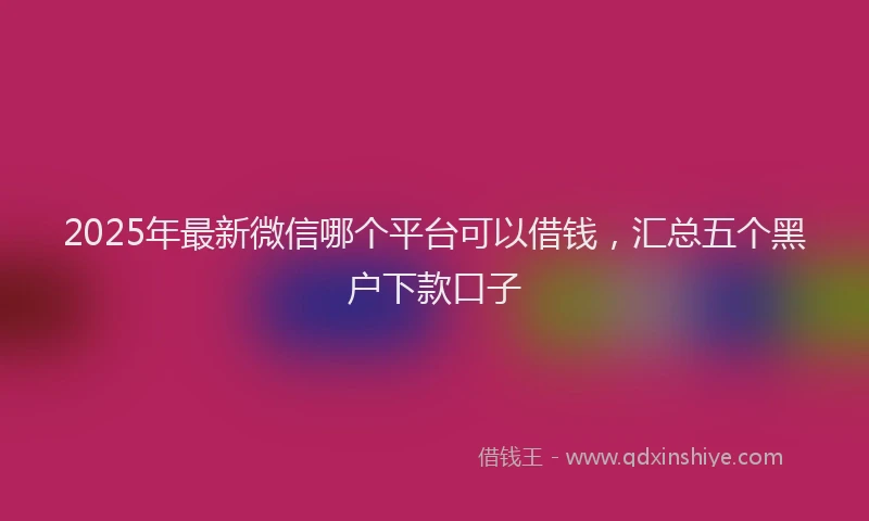 2025年最新微信哪个平台可以借钱，汇总五个黑户下款口子