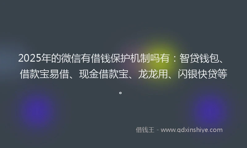 2025年的微信有借钱保护机制吗有：智贷钱包、借款宝易借、现金借款宝、龙龙用、闪银快贷等。