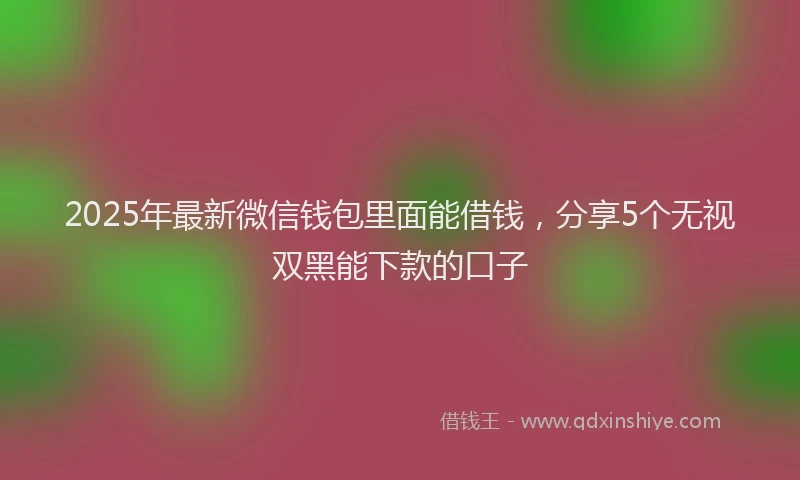 2025年最新微信钱包里面能借钱，分享5个无视双黑能下款的口子