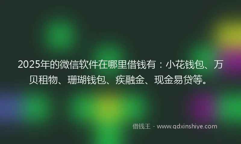 2025年的微信软件在哪里借钱有：小花钱包、万贝租物、珊瑚钱包、疾融金、现金易贷等。