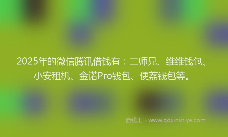 2025年的微信腾讯借钱有：二师兄、维维钱包、小安租机、金诺Pro钱包、便荔钱包等。