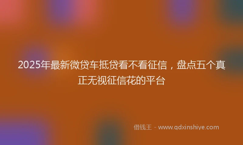 2025年最新微贷车抵贷看不看征信，盘点五个真正无视征信花的平台
