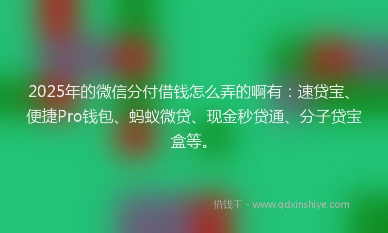 2025年的微信分付借钱怎么弄的啊有：速贷宝、便捷Pro钱包、蚂蚁微贷、现金秒贷通、分子贷宝盒等。