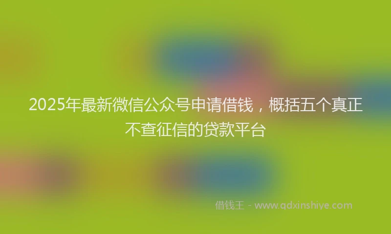 2025年最新微信公众号申请借钱，概括五个真正不查征信的贷款平台