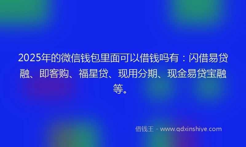2025年的微信钱包里面可以借钱吗有：闪借易贷融、即客购、福星贷、现用分期、现金易贷宝融等。
