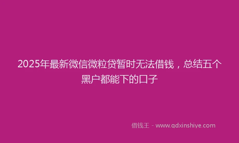 2025年最新微信微粒贷暂时无法借钱，总结五个黑户都能下的口子