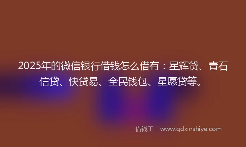 2025年的微信银行借钱怎么借有：星辉贷、青石信贷、快贷易、全民钱包、星愿贷等。