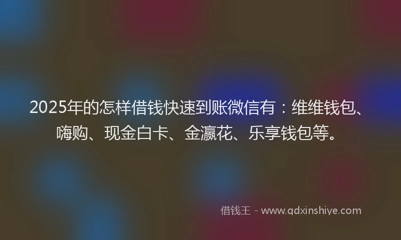 2025年的怎样借钱快速到账微信有：维维钱包、嗨购、现金白卡、金瀛花、乐享钱包等。