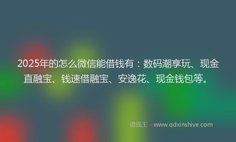 2025年的怎么微信能借钱有：数码潮享玩、现金直融宝、钱速借融宝、安逸花、现金钱包等。