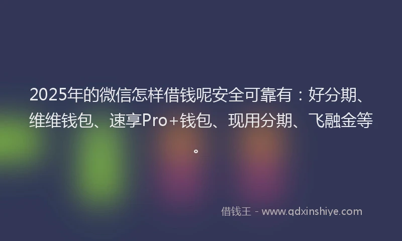 2025年的微信怎样借钱呢安全可靠有：好分期、维维钱包、速享Pro+钱包、现用分期、飞融金等。