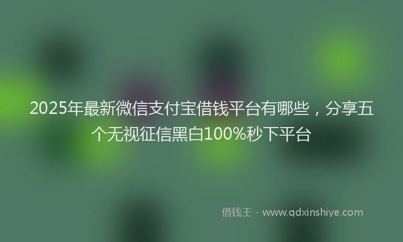 2025年最新微信支付宝借钱平台有哪些，分享五个无视征信黑白100%秒下平台
