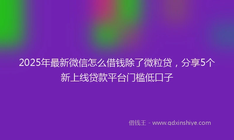 2025年最新微信怎么借钱除了微粒贷，分享5个新上线贷款平台门槛低口子