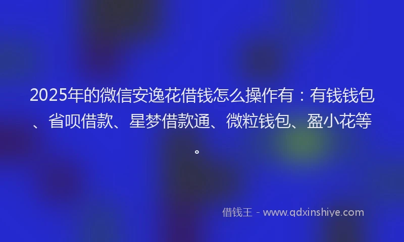 2025年的微信安逸花借钱怎么操作有：有钱钱包、省呗借款、星梦借款通、微粒钱包、盈小花等。