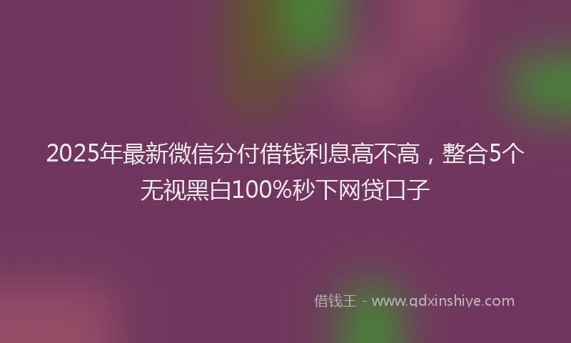 2025年最新微信分付借钱利息高不高，整合5个无视黑白100%秒下网贷口子