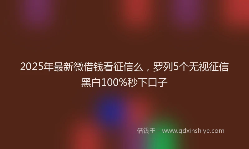 2025年最新微借钱看征信么，罗列5个无视征信黑白100%秒下口子