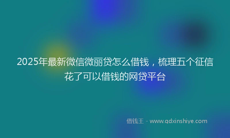 2025年最新微信微丽贷怎么借钱，梳理五个征信花了可以借钱的网贷平台