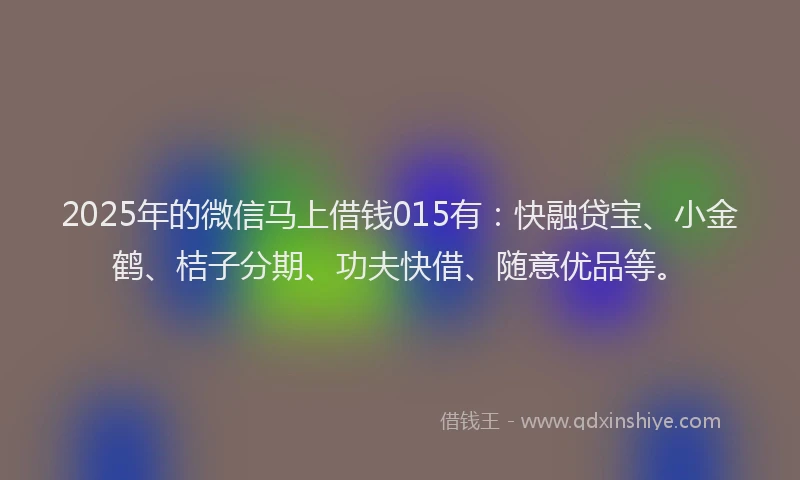 2025年的微信马上借钱015有：快融贷宝、小金鹤、桔子分期、功夫快借、随意优品等。