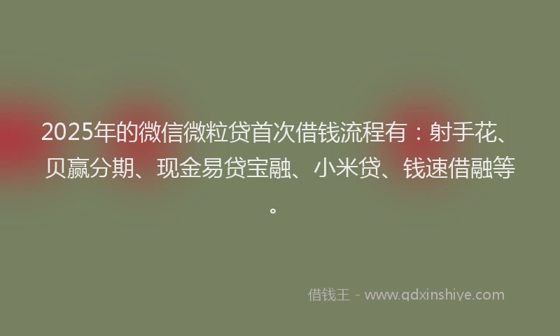 2025年的微信微粒贷首次借钱流程有：射手花、贝赢分期、现金易贷宝融、小米贷、钱速借融等。