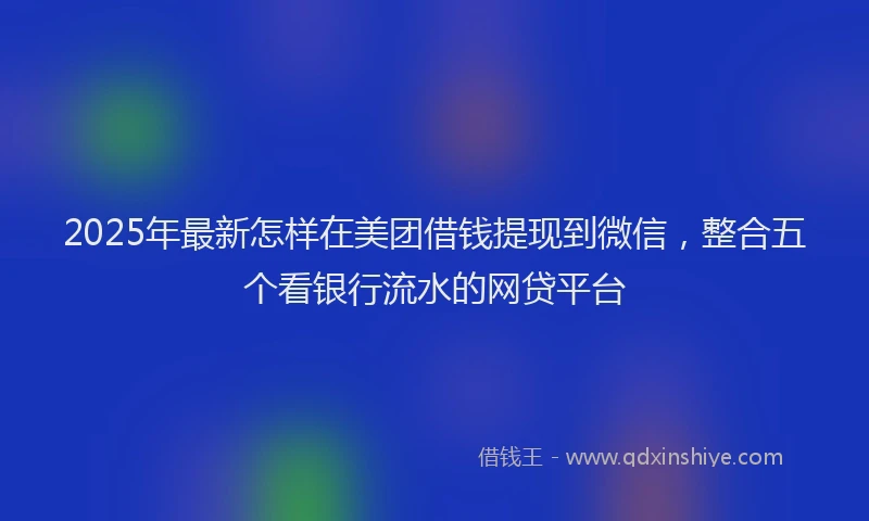 2025年最新怎样在美团借钱提现到微信，整合五个看银行流水的网贷平台