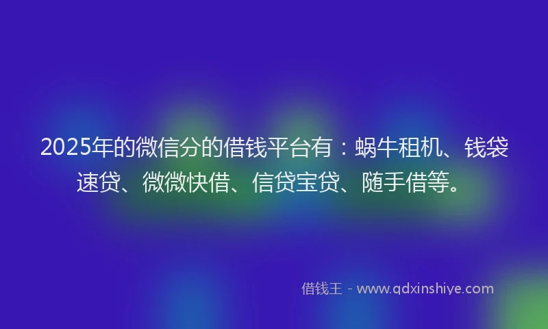 2025年的微信分的借钱平台有：蜗牛租机、钱袋速贷、微微快借、信贷宝贷、随手借等。