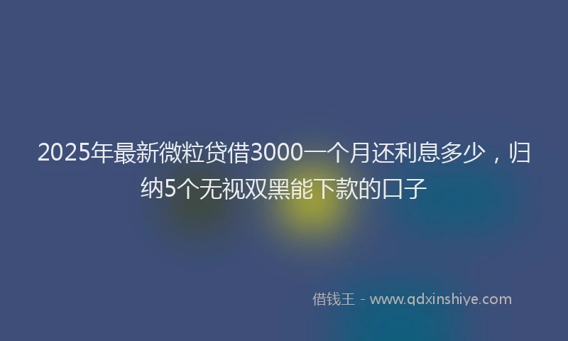 2025年最新微粒贷借3000一个月还利息多少，归纳5个无视双黑能下款的口子