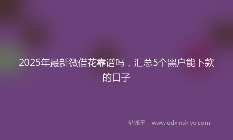 2025年最新微借花靠谱吗，汇总5个黑户能下款的口子