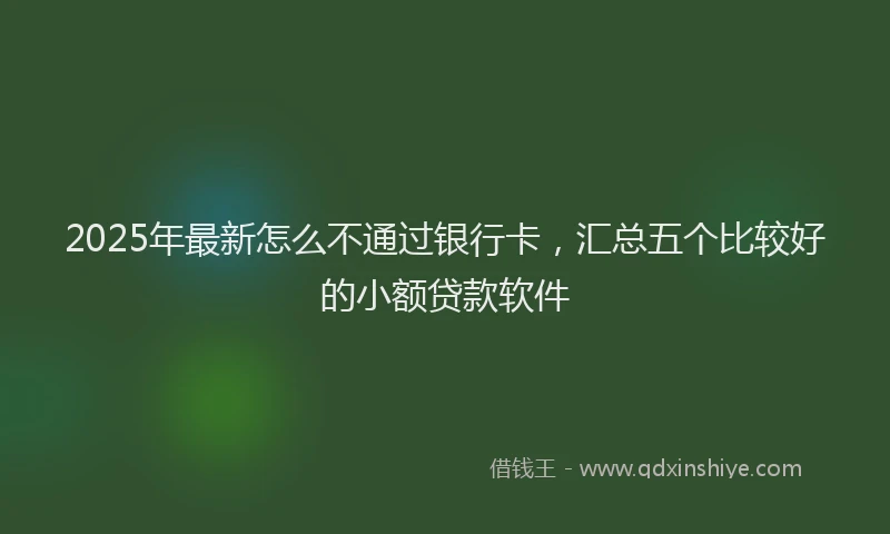 2025年最新怎么不通过银行卡，汇总五个比较好的小额贷款软件
