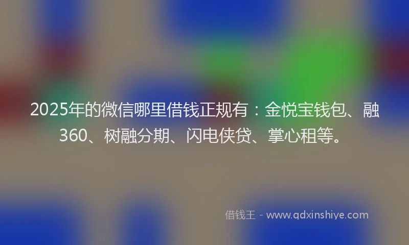 2025年的微信哪里借钱正规有：金悦宝钱包、融360、树融分期、闪电侠贷、掌心租等。