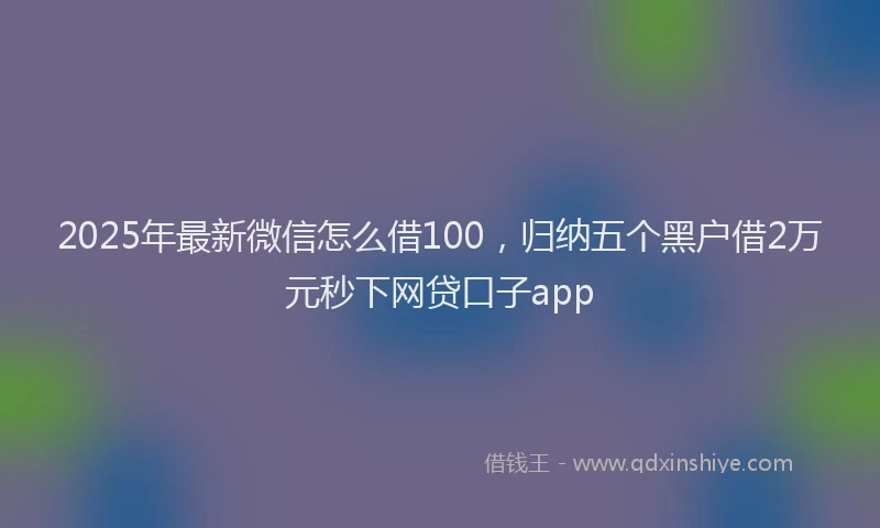 2025年最新微信怎么借100，归纳五个黑户借2万元秒下网贷口子app
