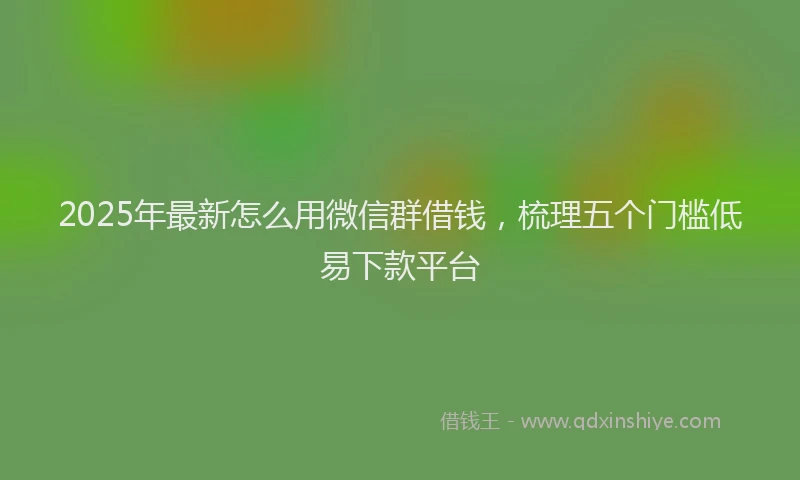 2025年最新怎么用微信群借钱，梳理五个门槛低易下款平台