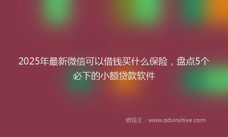 2025年最新微信可以借钱买什么保险，盘点5个必下的小额贷款软件