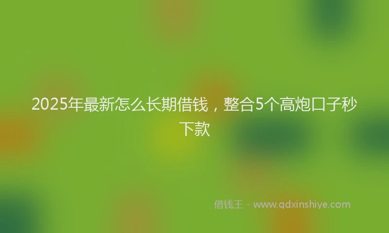 2025年最新怎么长期借钱，整合5个高炮口子秒下款