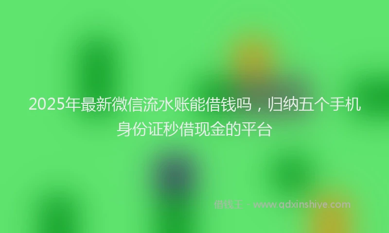 2025年最新微信流水账能借钱吗，归纳五个手机身份证秒借现金的平台
