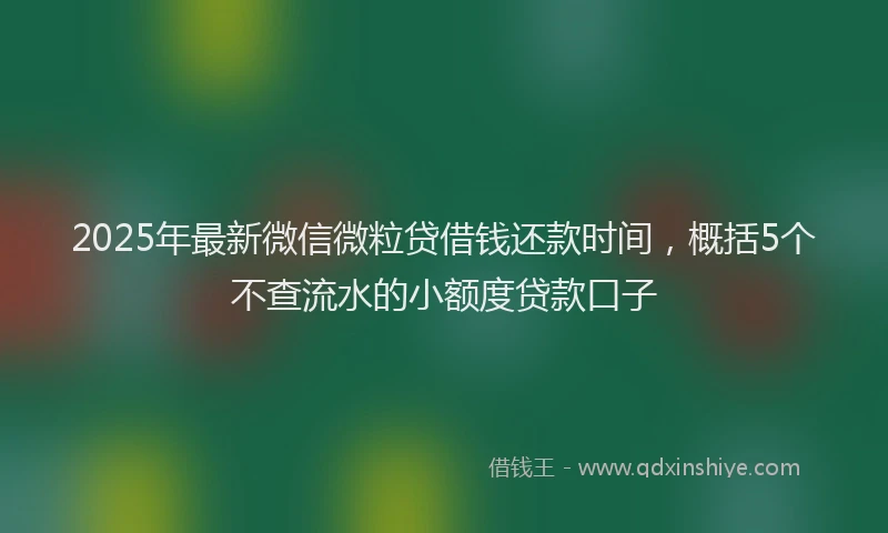 2025年最新微信微粒贷借钱还款时间，概括5个不查流水的小额度贷款口子