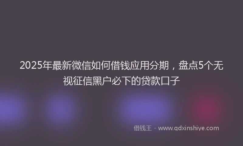 2025年最新微信如何借钱应用分期，盘点5个无视征信黑户必下的贷款口子