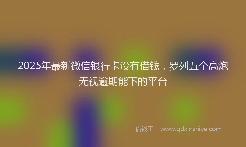 2025年最新微信银行卡没有借钱，罗列五个高炮无视逾期能下的平台