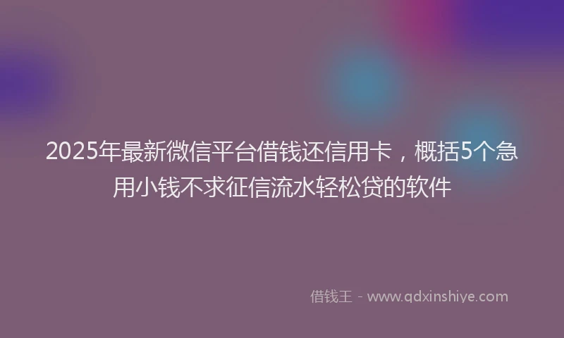 2025年最新微信平台借钱还信用卡，概括5个急用小钱不求征信流水轻松贷的软件