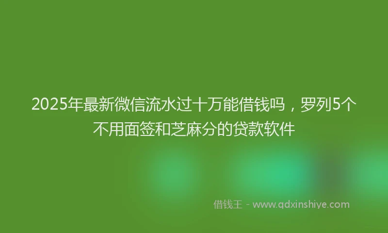 2025年最新微信流水过十万能借钱吗，罗列5个不用面签和芝麻分的贷款软件