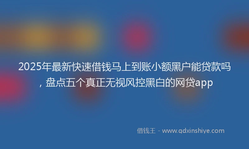 2025年最新快速借钱马上到账小额黑户能贷款吗，盘点五个真正无视风控黑白的网贷app