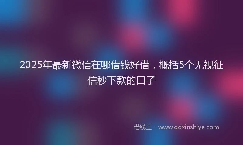 2025年最新微信在哪借钱好借，概括5个无视征信秒下款的口子
