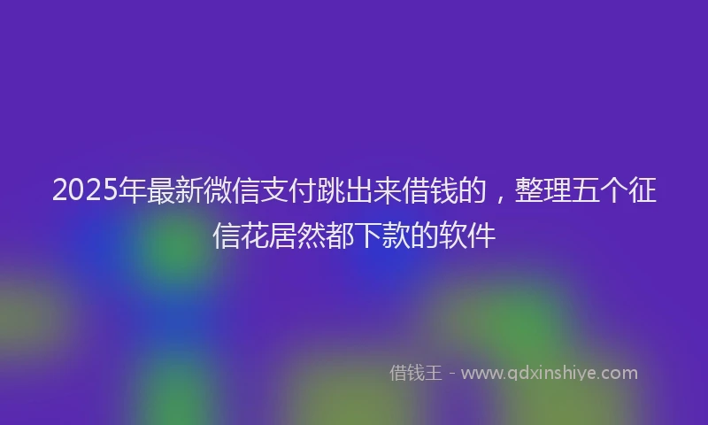 2025年最新微信支付跳出来借钱的，整理五个征信花居然都下款的软件