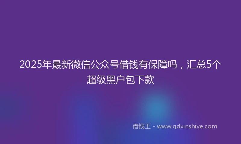 2025年最新微信公众号借钱有保障吗，汇总5个超级黑户包下款