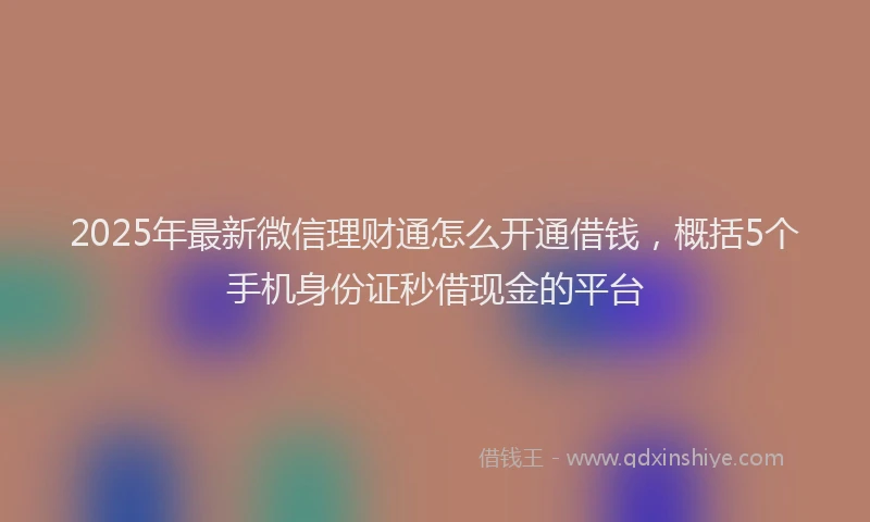 2025年最新微信理财通怎么开通借钱，概括5个手机身份证秒借现金的平台