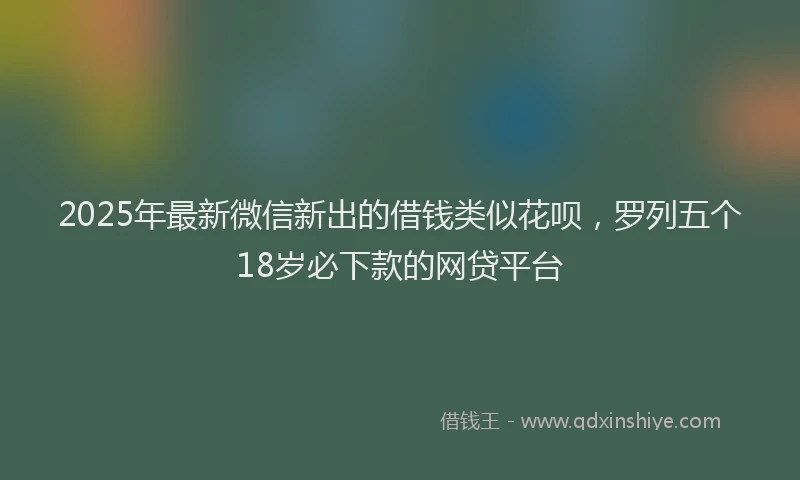 2025年最新微信新出的借钱类似花呗，罗列五个18岁必下款的网贷平台