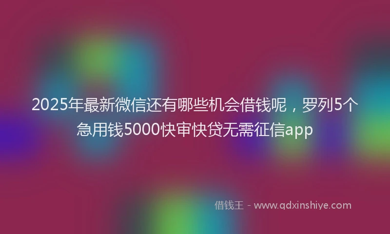 2025年最新微信还有哪些机会借钱呢，罗列5个急用钱5000快审快贷无需征信app