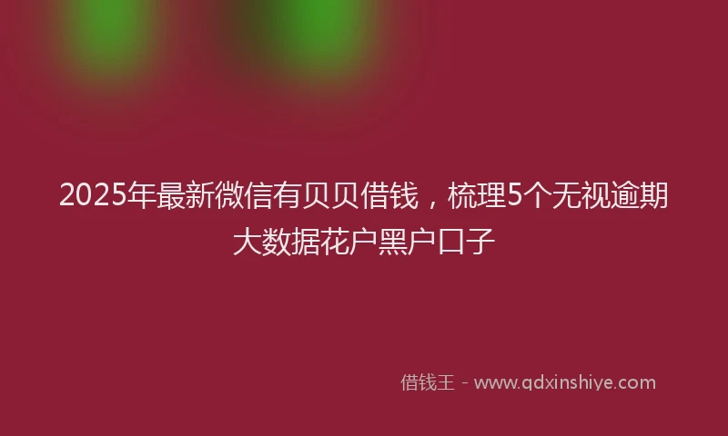 2025年最新微信有贝贝借钱，梳理5个无视逾期大数据花户黑户口子