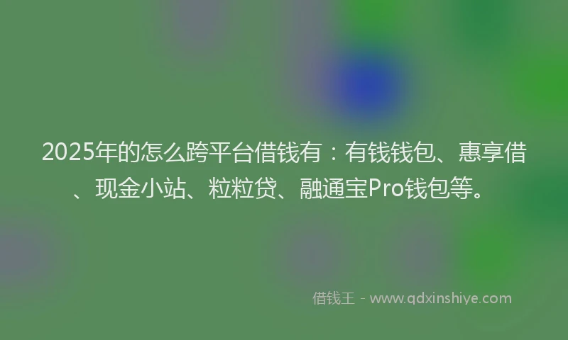 2025年的怎么跨平台借钱有：有钱钱包、惠享借、现金小站、粒粒贷、融通宝Pro钱包等。