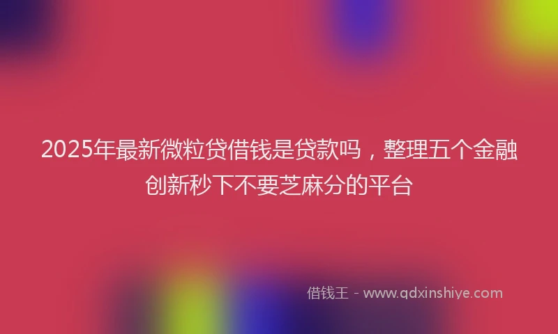 2025年最新微粒贷借钱是贷款吗，整理五个金融创新秒下不要芝麻分的平台